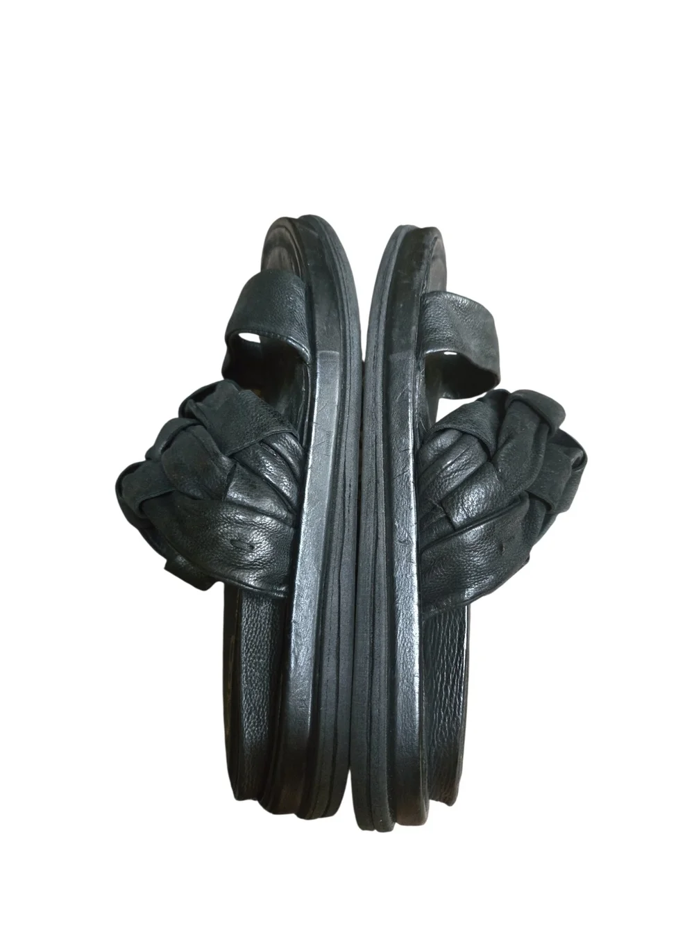 A.S.98 Black Braided Leather Slide Sandal Sz 40 = US 9.5/10